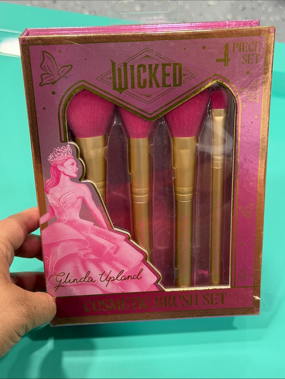 Glinda Upland Pink & Gold 4-Piece Cosmetic Brush Set